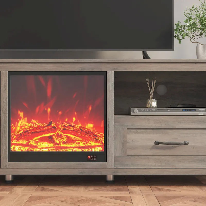 WESOME 70 Fireplace TV Stand Entertainment Center with 18 Electric Fireplace