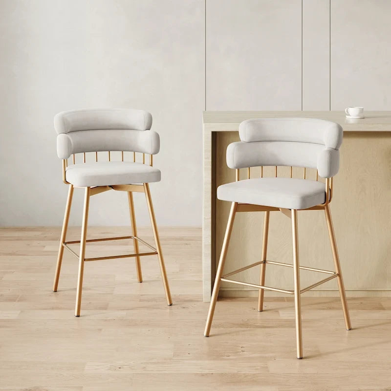Christopher Knight Home Bremen 180Swivel 26 Velvet Counter Stools with Metal Legs (Set of 2)