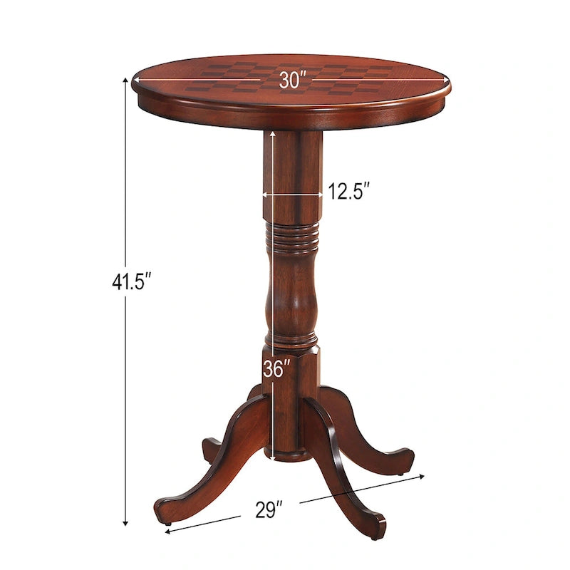 Gymax 42 Pub Bar Round Table Chess Table Bistro Vintage W/Checker Top - See Details