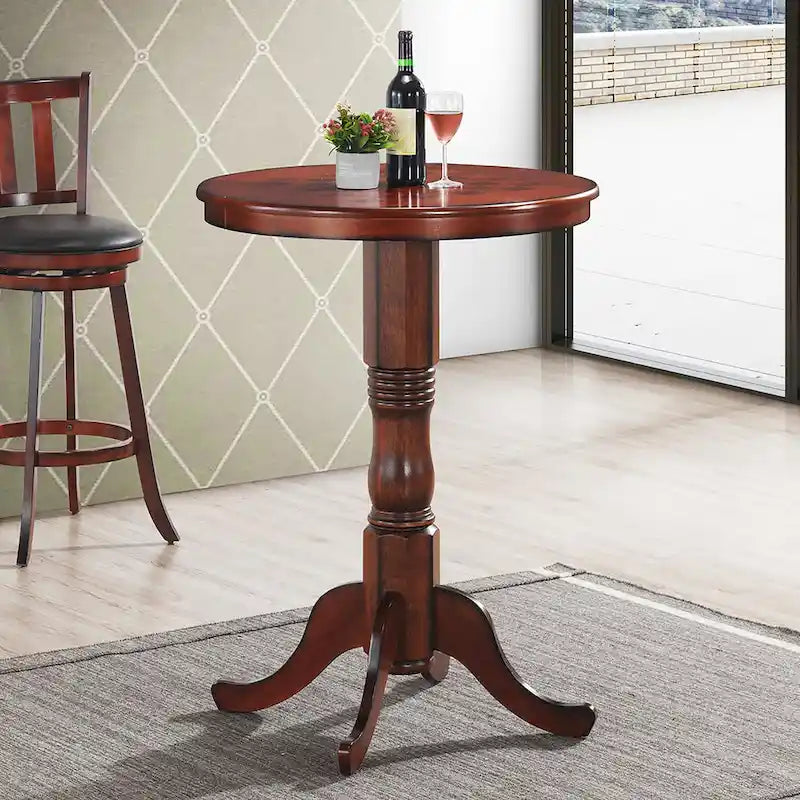 Gymax 42 Pub Bar Round Table Chess Table Bistro Vintage W/Checker Top - See Details