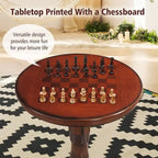 Gymax 42 Pub Bar Round Table Chess Table Bistro Vintage W/Checker Top - See Details