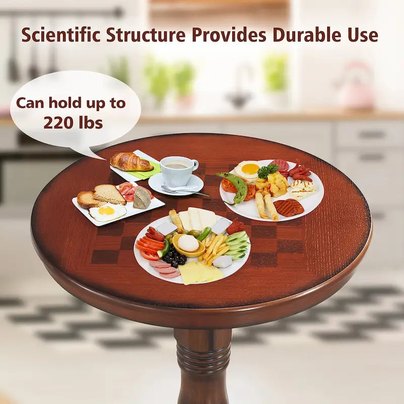 Gymax 42 Pub Bar Round Table Chess Table Bistro Vintage W/Checker Top - See Details