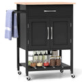 Gymax Rolling Kitchen Island Cart w/ Drawer 2-Door Storage Cabinet