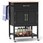 Gymax Rolling Kitchen Island Cart w/ Drawer 2-Door Storage Cabinet