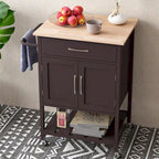 Gymax Rolling Kitchen Island Cart w/ Drawer 2-Door Storage Cabinet