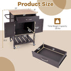 Gymax Rolling Kitchen Island Cart w/ Drawer 2-Door Storage Cabinet