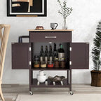 Gymax Rolling Kitchen Island Cart w/ Drawer 2-Door Storage Cabinet