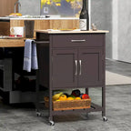 Gymax Rolling Kitchen Island Cart w/ Drawer 2-Door Storage Cabinet