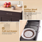 Gymax Rolling Kitchen Island Cart w/ Drawer 2-Door Storage Cabinet