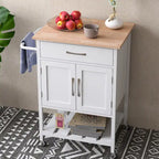 Gymax Rolling Kitchen Island Cart w/ Drawer 2-Door Storage Cabinet
