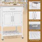 Gymax Rolling Kitchen Island Cart w/ Drawer 2-Door Storage Cabinet
