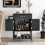 Gymax Rolling Kitchen Island Cart w/ Drawer 2-Door Storage Cabinet