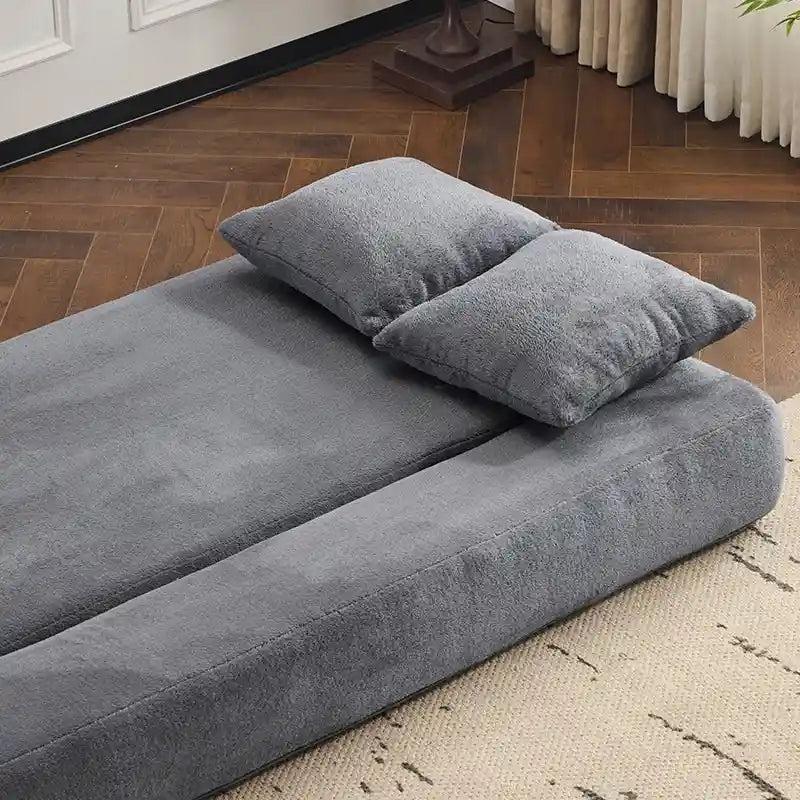 Transformable Sectional Sofa with 3 Ottoman Stools - Supportive Foam Fold-Out Bed, Compact Chenille Lounger