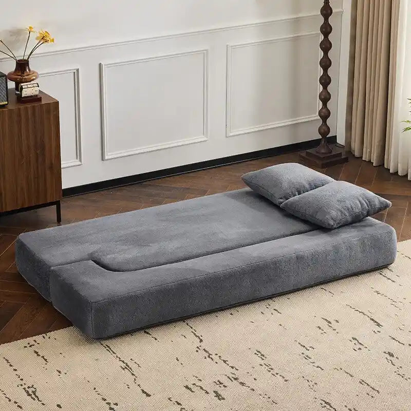 Transformable Sectional Sofa with 3 Ottoman Stools - Supportive Foam Fold-Out Bed, Compact Chenille Lounger