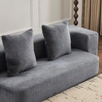 Transformable Sectional Sofa with 3 Ottoman Stools - Supportive Foam Fold-Out Bed, Compact Chenille Lounger