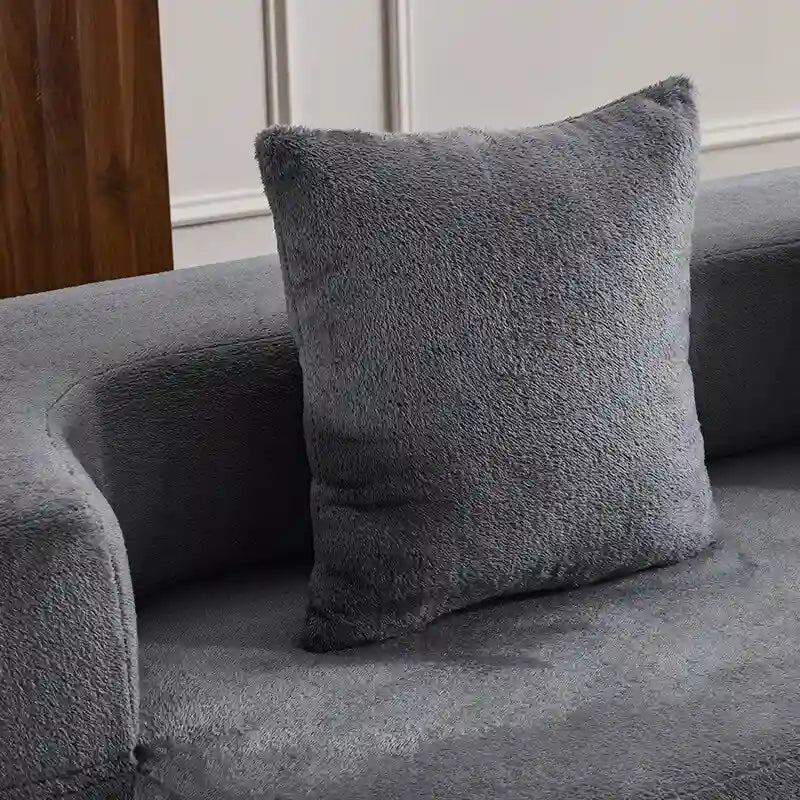 Transformable Sectional Sofa with 3 Ottoman Stools - Supportive Foam Fold-Out Bed, Compact Chenille Lounger