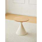 Modern Simple Coffee Table Round Coffee Table with Double Cone Table Frame Carbon Steel Coffee Table Base, for Living Room