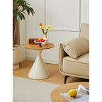 Modern Simple Coffee Table Round Coffee Table with Double Cone Table Frame Carbon Steel Coffee Table Base, for Living Room