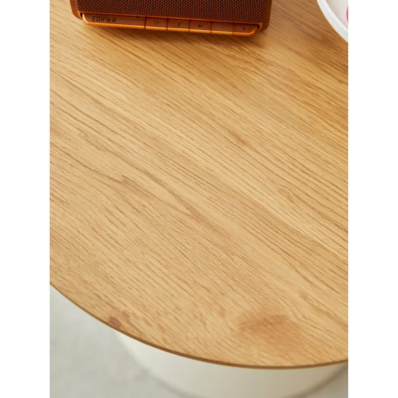 Modern Simple Coffee Table Round Coffee Table with Double Cone Table Frame Carbon Steel Coffee Table Base, for Living Room