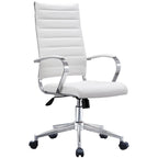 Modern High Back Tall Ribbed Office PU Leather Swivel Tilt Adjustable Cushion Chair Designer Boss Executive