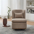 25 Seat Wide Chenille Office Accent Chair with 360 Swivel Metal Base