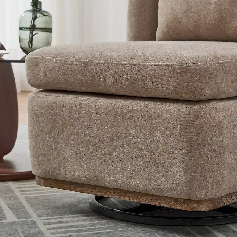 25 Seat Wide Chenille Office Accent Chair with 360 Swivel Metal Base