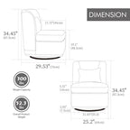 25 Seat Wide Chenille Office Accent Chair with 360 Swivel Metal Base