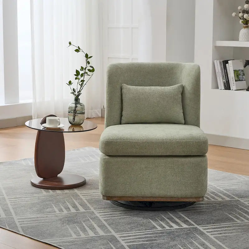 25 Seat Wide Chenille Office Accent Chair with 360 Swivel Metal Base