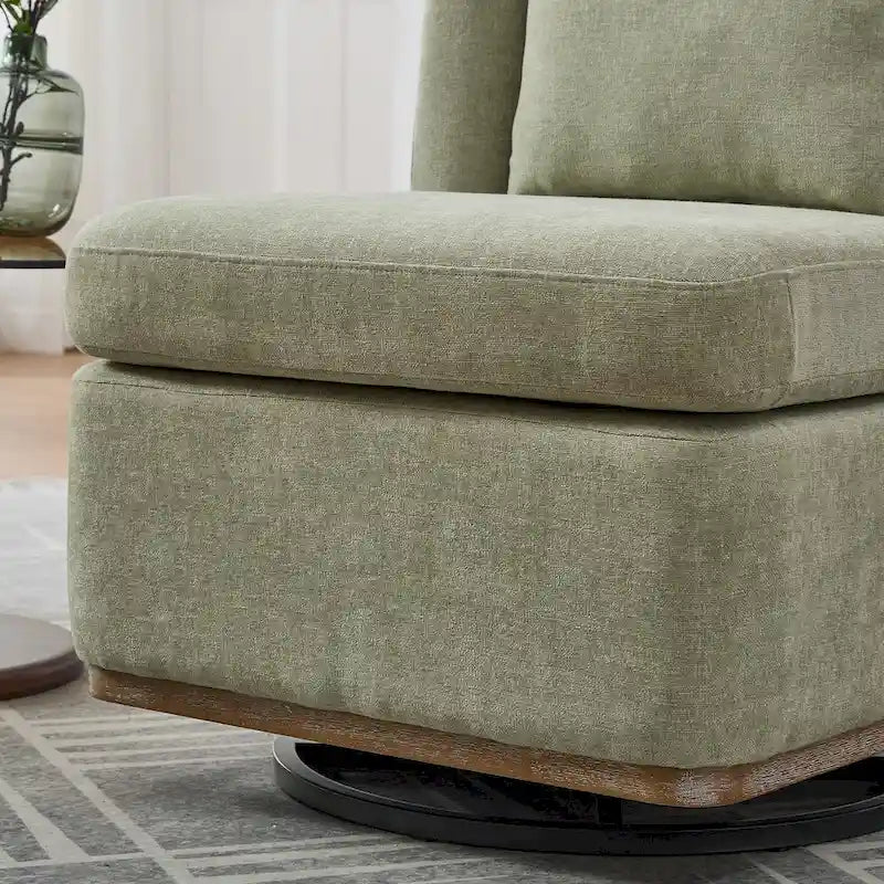 25 Seat Wide Chenille Office Accent Chair with 360 Swivel Metal Base