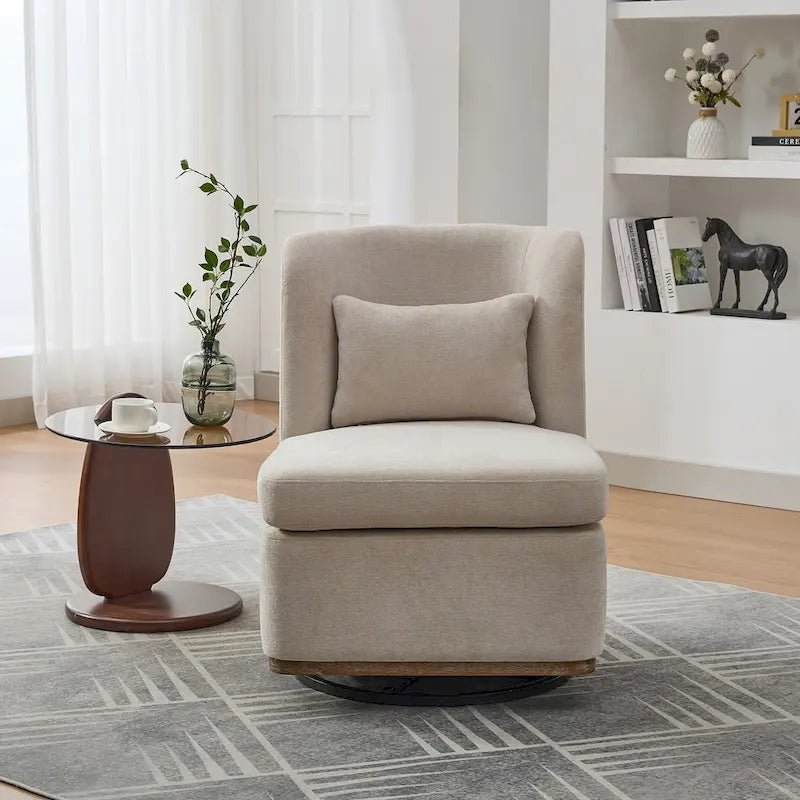 25 Seat Wide Chenille Office Accent Chair with 360 Swivel Metal Base