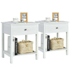 Gymax 2PCS 2-Tier Nightstand Modern Side End Table w/ Drawer & Open