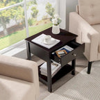 Gymax 2PCS 2-Tier Nightstand Modern Side End Table w/ Drawer & Open