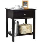 Gymax 2PCS 2-Tier Nightstand Modern Side End Table w/ Drawer & Open