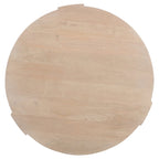 Joana Coffee Table, 35 Inch Round Drum Shape with 3 Legs, Sandblasted Natural Brown Mango Wood