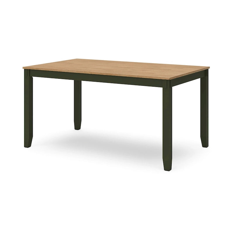 Gasy Dining Table Set with 4 Chairs, 1 Bench, Dark Green Wood, Brown