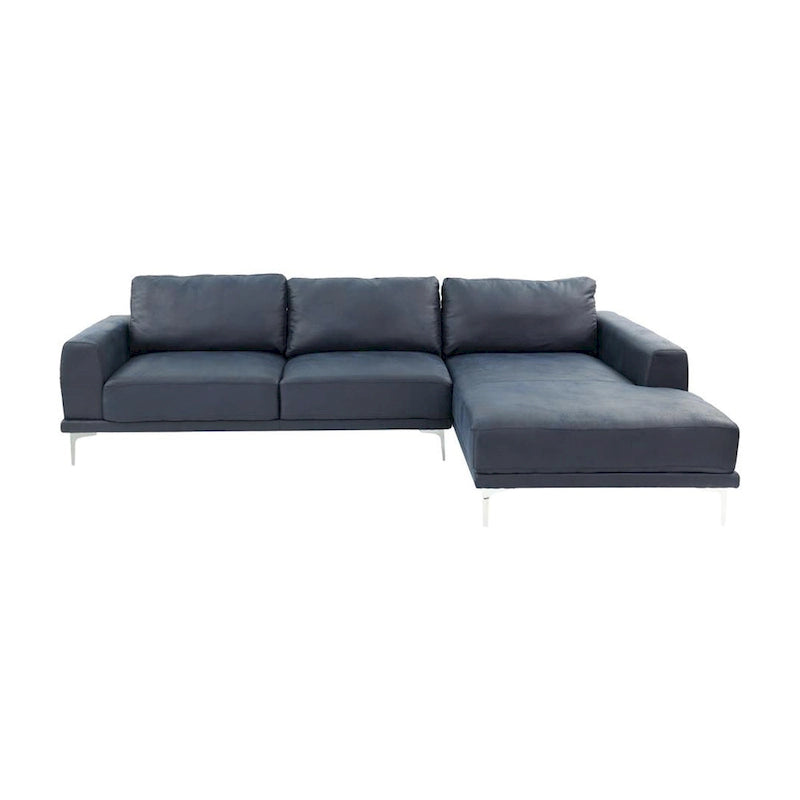 Kemy 2pc L Sectional Sofa Set with LAF Chaise, Ink Blue Faux Leather