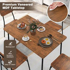 Costway 5 PCS Wood Square Kitchen Table & Chair Set with Metal Frame