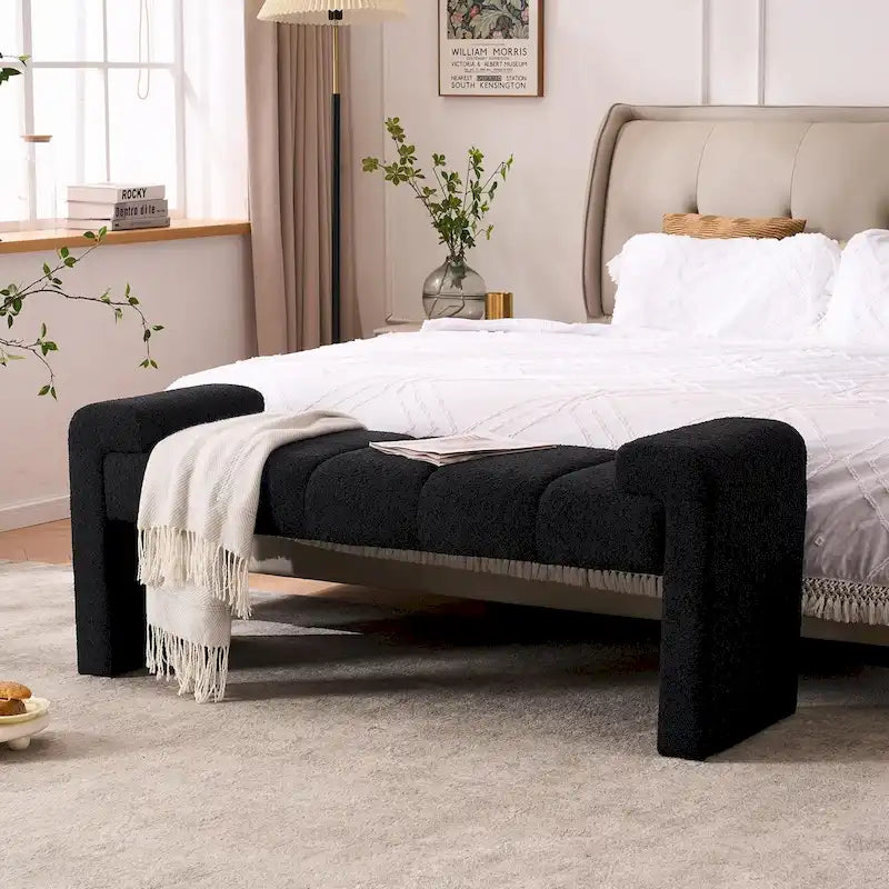 54 Boucle Bedroom Bench with Channel Tufted