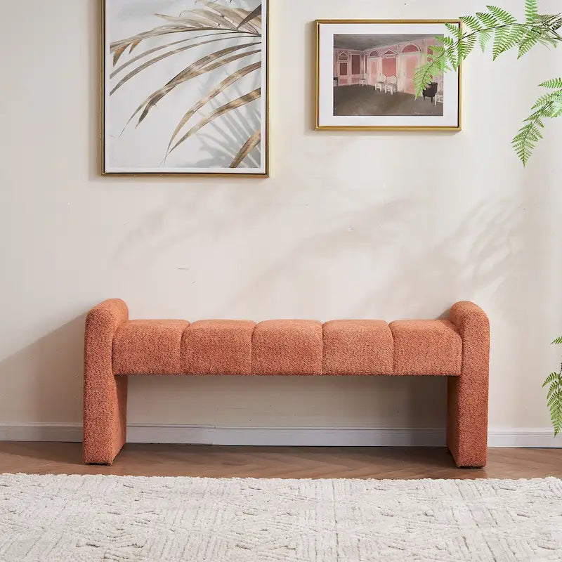 54 Boucle Bedroom Bench with Channel Tufted