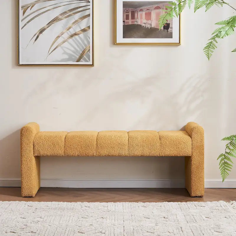 54 Boucle Bedroom Bench with Channel Tufted
