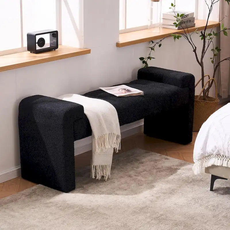 54 Boucle Bedroom Bench with Channel Tufted