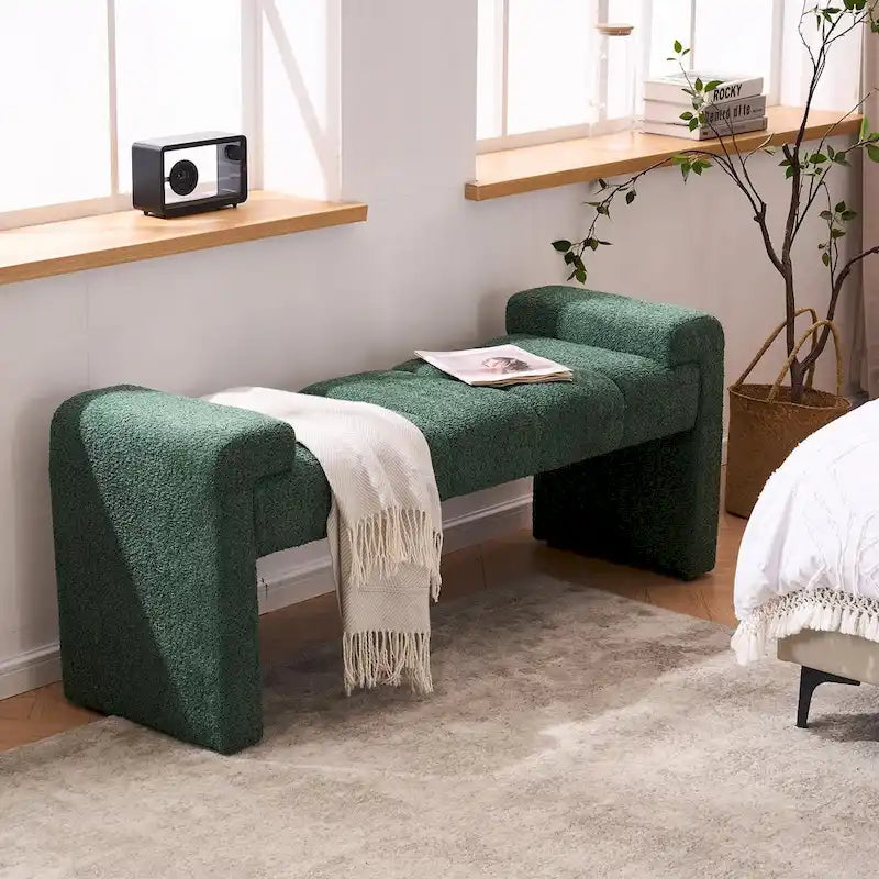 54 Boucle Bedroom Bench with Channel Tufted