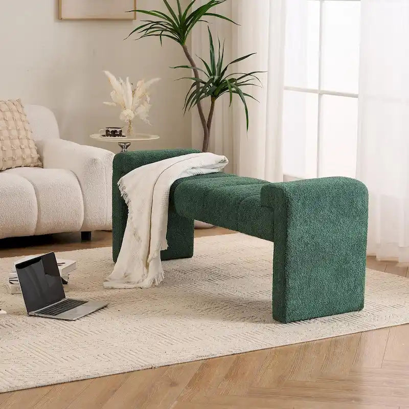 54 Boucle Bedroom Bench with Channel Tufted