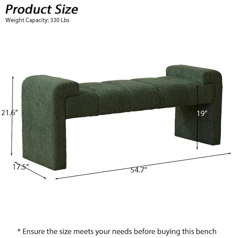 54 Boucle Bedroom Bench with Channel Tufted