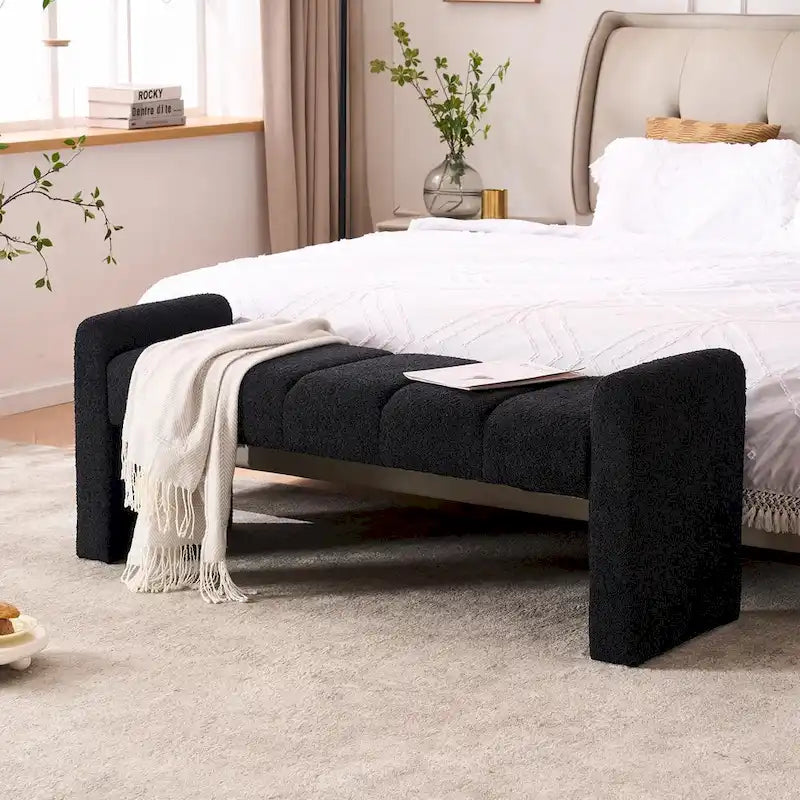54 Boucle Bedroom Bench with Channel Tufted