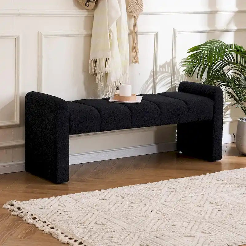 54 Boucle Bedroom Bench with Channel Tufted