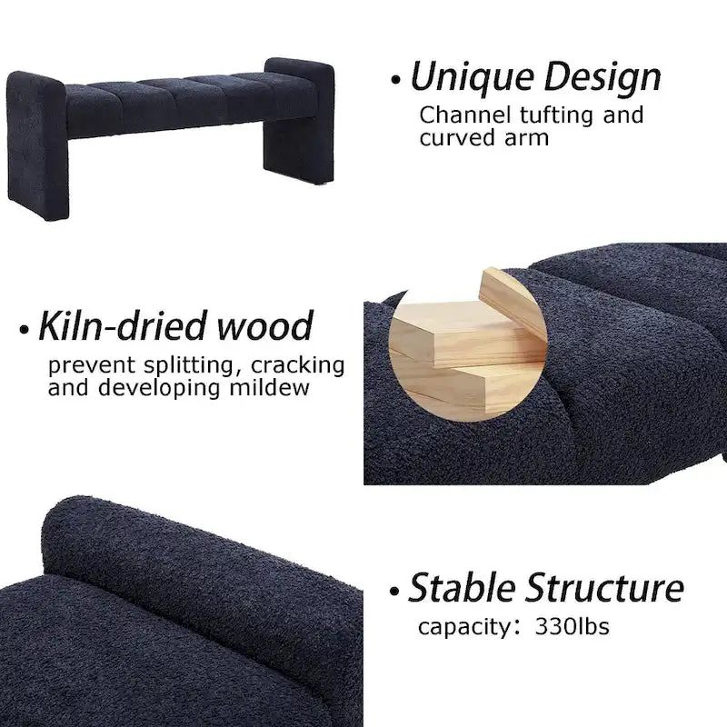 54 Boucle Bedroom Bench with Channel Tufted