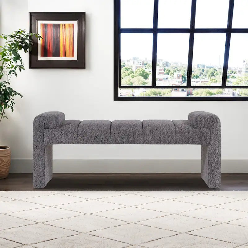 54 Boucle Bedroom Bench with Channel Tufted