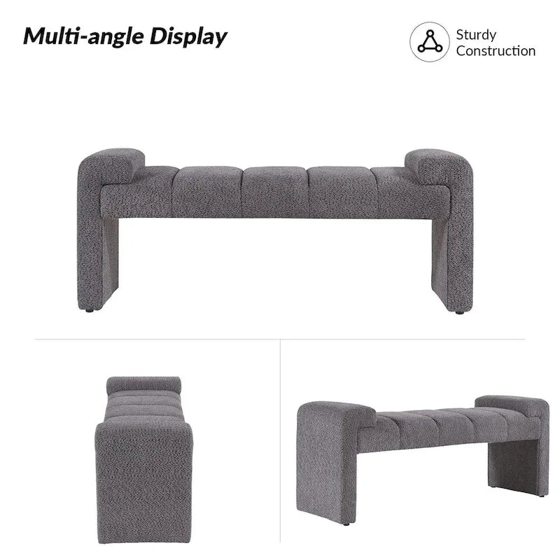 54 Boucle Bedroom Bench with Channel Tufted