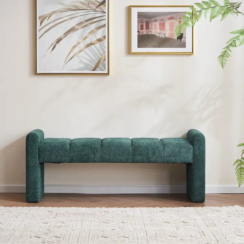 54 Boucle Bedroom Bench with Channel Tufted